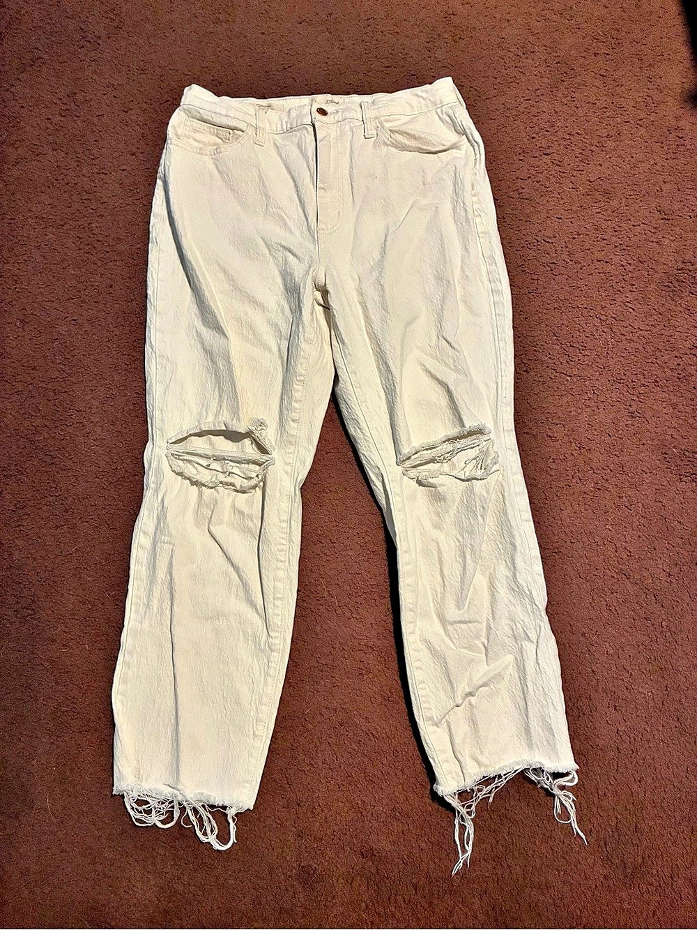 Universal Thread Vintage Straight Distressed Straight Leg Jeans White Waist 12R